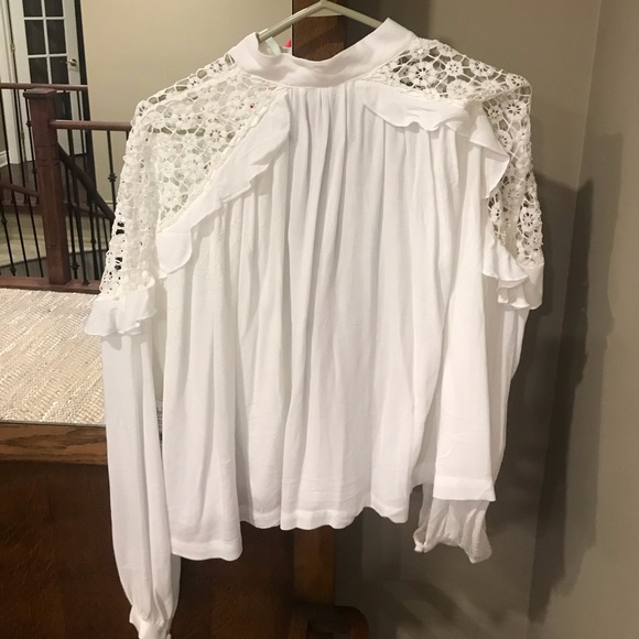 NWT FREE PEOPLE CROCHET BLOUSE WHITE - Picture 5 of 6